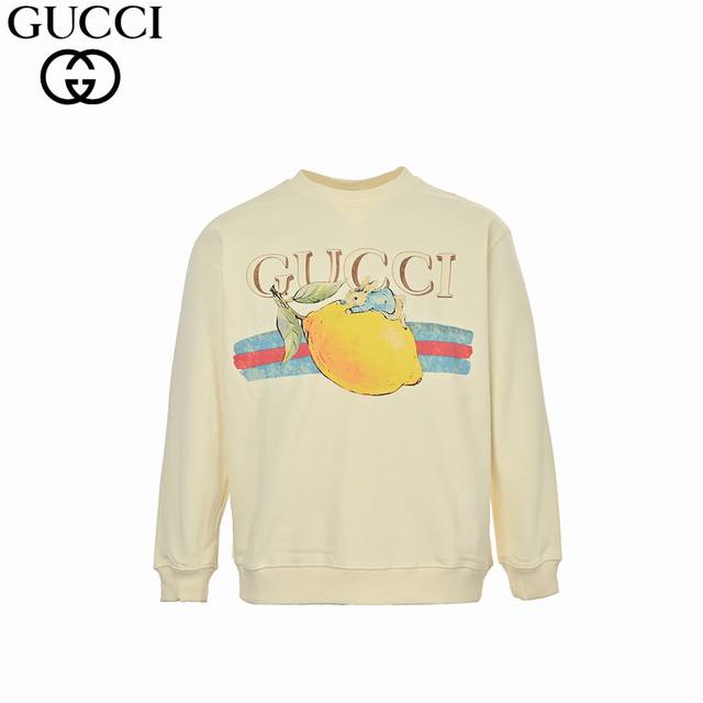 Gucci 古驰 24Fw 趣味卡通系列印花圆领卫衣 420克重纯棉面料毛圈底定制32支2*2螺纹 成衣两遍水洗处理 面料舒适亲肤无异感 定制定染面料 纺织密度