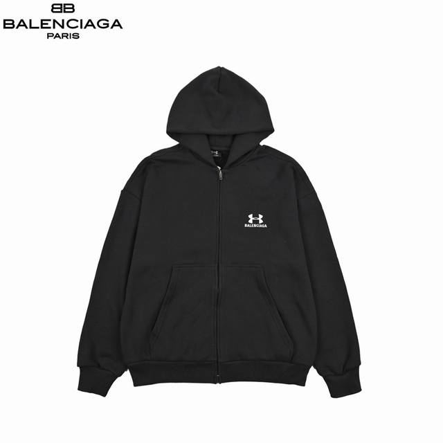 Balenciaga 巴黎世家24Fw 安德玛 拉链外套 今年最新款外套 巴黎最新安德玛联名款外套 面料采用320G全棉毛圈布 手感柔软舒适顺滑 工艺采用前后幅