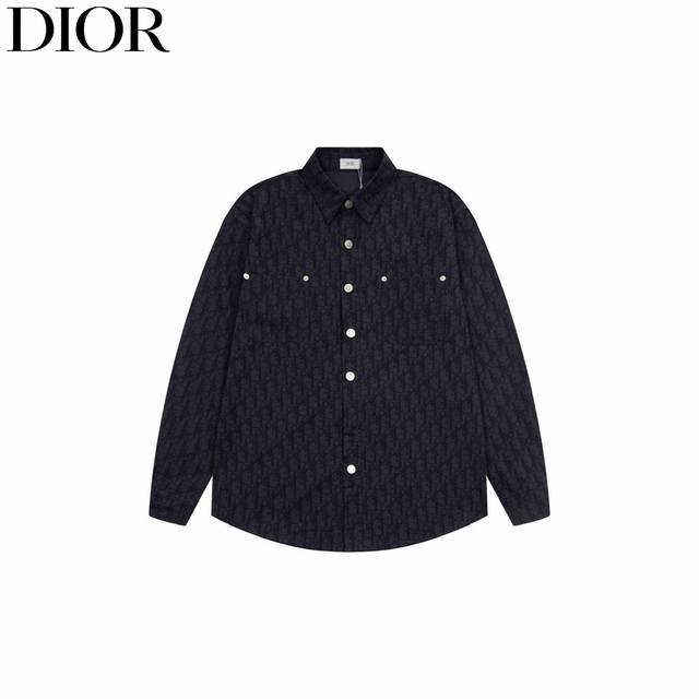 Dior 迪奥 24Fw 藏蓝提花翻领牛仔衬衫外套 轻奢主义 男女日常通勤穿搭必备单品 正确版本 欢迎对比 详细特征 定制棉质牛仔布 匹布定染洗色 厚实斜纹肌理