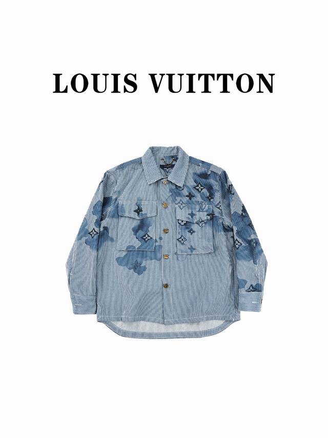 Louis Vuitton 路易威登 23Fw 水墨老花牛仔外套 路易威登官网1比1品质加厚版本 吴亦凡同款秋冬色织宽体条纹，图案数码定位泼墨花印花，辅料五金采