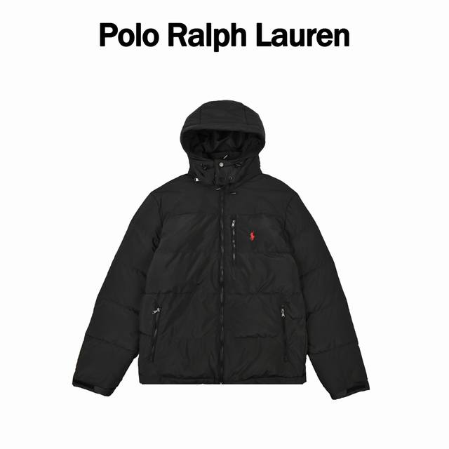 纯黑格子 Ralph Lauren 拉夫劳伦 刺绣小标连帽羽绒服 百灵达绣花机定制万针电绣 采用进口7号针 进口绣线 保证每字饱满 立体 清晰 可称最贵绣标 国