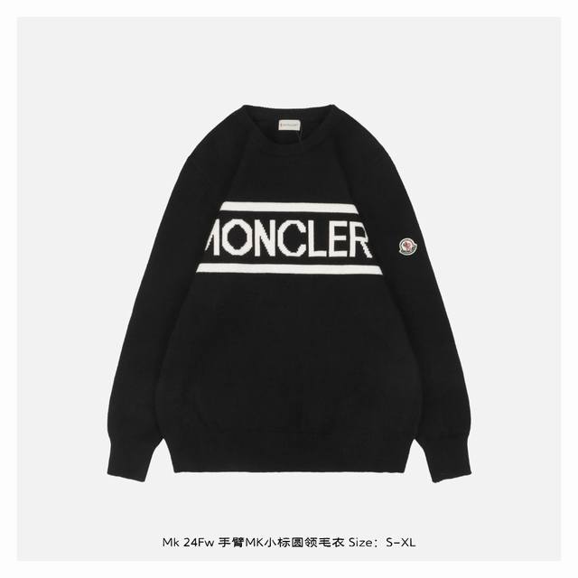 Moncler 蒙口 24Fw 手臂mk小标圆领毛衣 采用混纺材质面料，柔顺保暖，抗起球性能好，采用进口无缝电脑横机全卷边编织，单件机编时间超过90分钟，胚身+