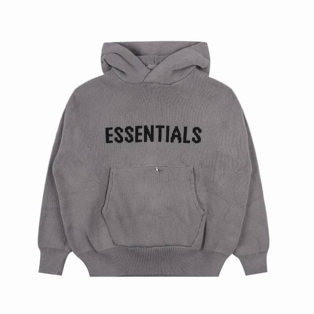 Fear Of God Fog Essentials提花字母针织衫毛衣连帽卫衣 定织定染精梳纯棉面料，面料重磅厚实用料十足 光纱线品质成本比普通针织衫就高了不少