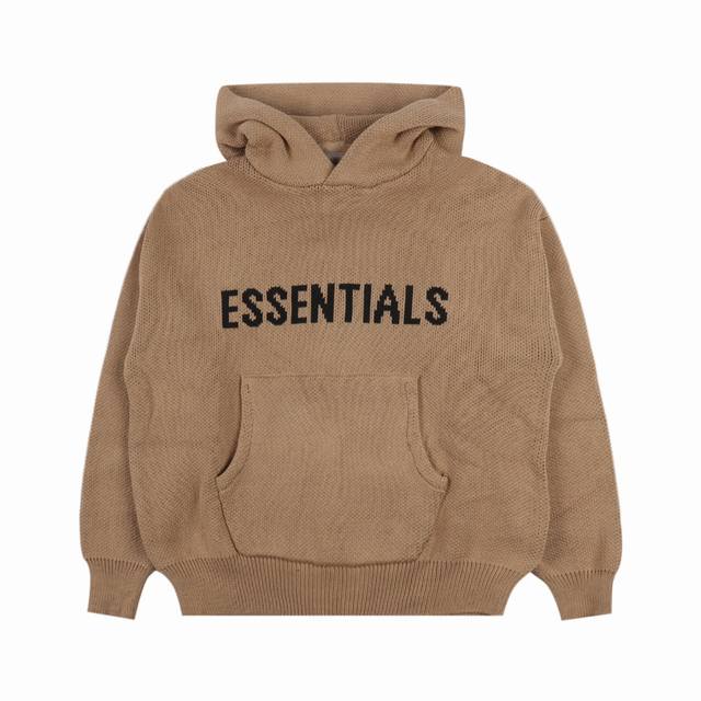 Fear Of God Fog Essentials提花字母针织衫毛衣连帽卫衣 定织定染精梳纯棉面料，面料重磅厚实用料十足 光纱线品质成本比普通针织衫就高了不少