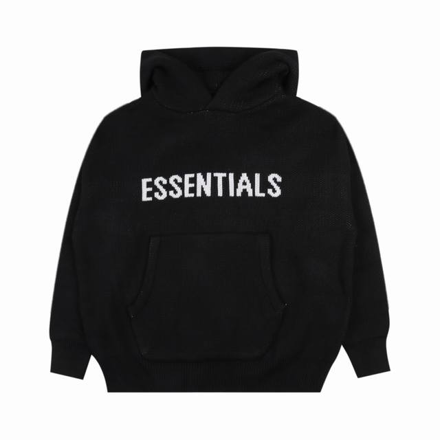 Fear Of God Fog Essentials提花字母针织衫毛衣连帽卫衣 定织定染精梳纯棉面料，面料重磅厚实用料十足 光纱线品质成本比普通针织衫就高了不少