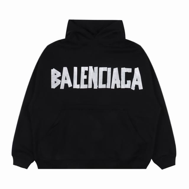 Balenciaga 巴黎世家 24Fw 美纹纸胶带连帽卫衣 本部研发 购入原版 耗时45天 面料采用定制480克精梳棉面料 下垂感和面料硬挺度非常屌 胸前胶带