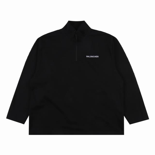 Balenciaga 巴黎世家blcg 24Fw 前小后大字母刺绣半拉链卫衣 -重磅520克面料，非常重磅厚实，保暖性强 定织定染纯棉双股双纱针织毛圈面料，胚布