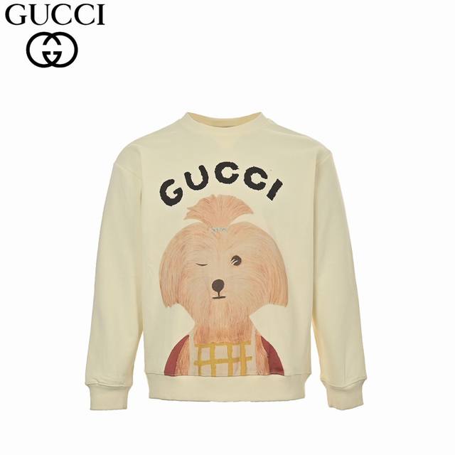 Gucci 古驰 24Fw 趣味卡通系列印花圆领卫衣 420克重纯棉面料毛圈底定制32支2*2螺纹 成衣两遍水洗处理 面料舒适亲肤无异感 定制定染面料 纺织密度