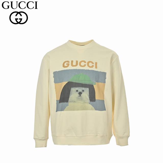 Gucci 古驰 24Fw 趣味卡通系列印花圆领卫衣 420克重纯棉面料毛圈底定制32支2*2螺纹 成衣两遍水洗处理 面料舒适亲肤无异感 定制定染面料 纺织密度