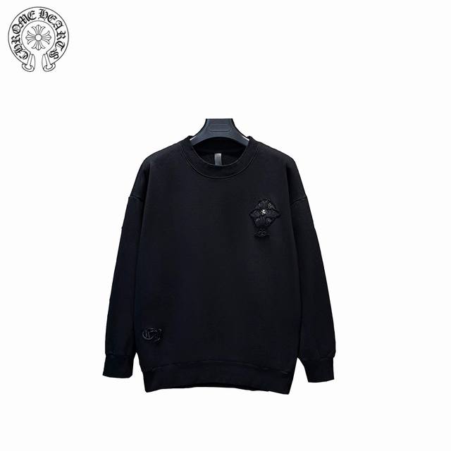 Chrome Hearts 克罗心 24Ss 贴布刺绣圆领卫衣 采用订色订染毛圈纯棉卫衣面，420G双股双纱，手感舒适 进口针织针梳棉进行制作，厚度适中，有垂感