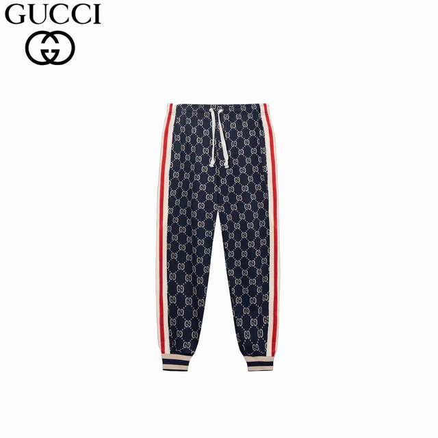 Gucci 古驰 经典满印提花logo套装长裤 纯棉高品质面料、特别手感、超级质感 舒适柔软透气 休闲宽松版型 潮流男女同款 长裤颜色： 黑色码数： Xs Ｓ