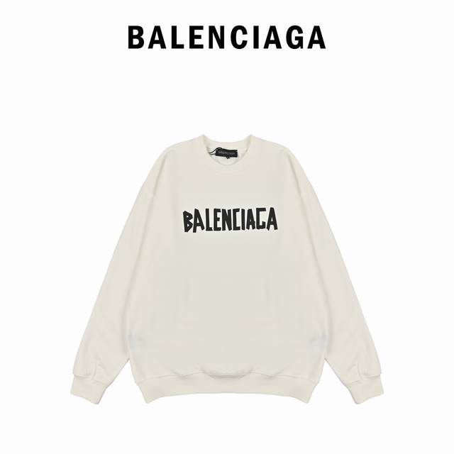 Balenciaga巴黎世家 混合logo印花字母圆领卫衣 秋冬新款 专柜宽松版型 460克高克重纯棉大毛圈面料 货号1219190003 颜色：黑色 白色 码