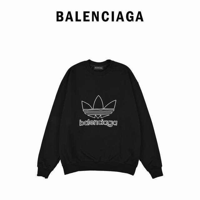 Balenciaga巴黎世家×三叶草印花圆领卫衣 专柜同步，面料采用巴黎，Zp定织定染.全棉卫衣.克重460克大毛圈，布面干净.布纹清晰，柔软舒适。螺纹釆用定染