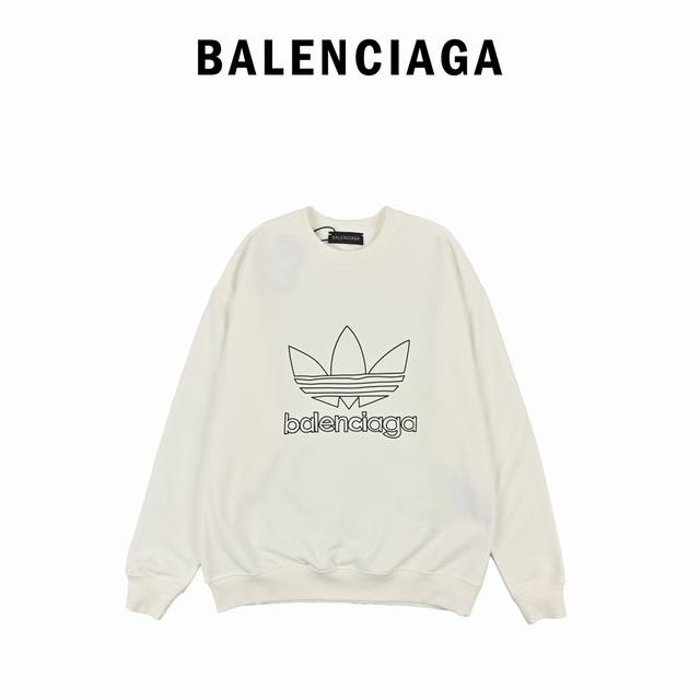 Balenciaga巴黎世家×三叶草印花圆领卫衣 专柜同步，面料采用巴黎，Zp定织定染.全棉卫衣.克重460克大毛圈，布面干净.布纹清晰，柔软舒适。螺纹釆用定染