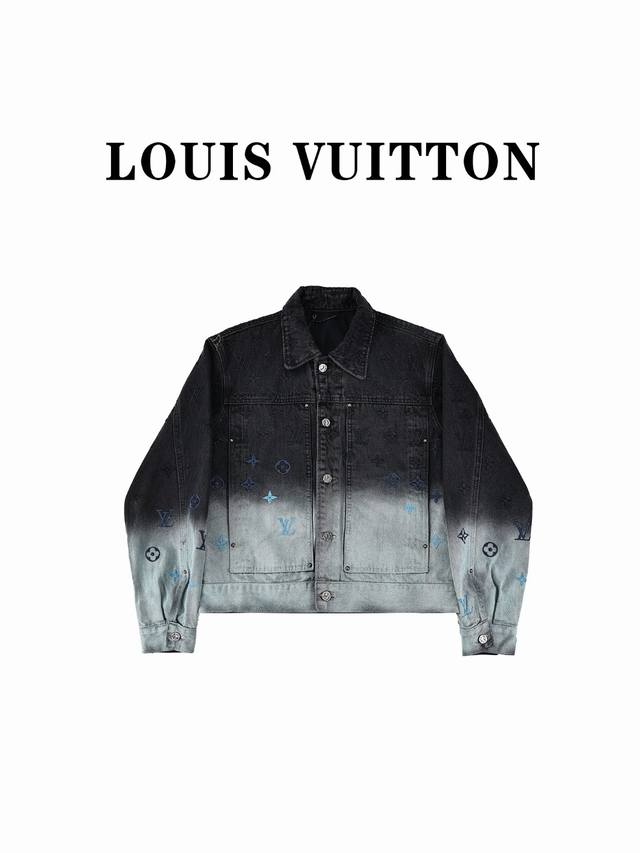 Louis Vuitton 路易威登 24Fw 满幅刺绣老花渐变水洗套装牛仔外套 官网顶级版本lv 路易威登秋冬新款牛仔套装.加厚牛仔面料，进口绣花机高密花卉彩