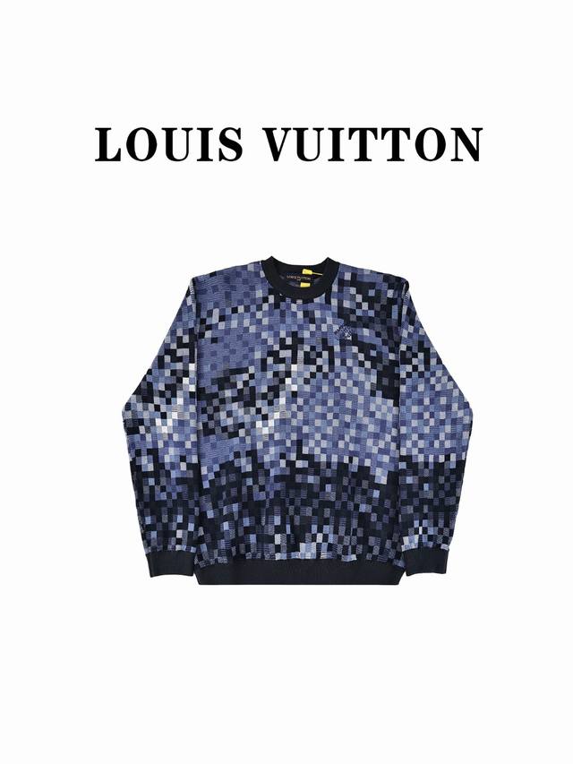 Louis Vuitton 路易威登 24Fw 提花迷彩马赛克铆钉字母棋盘格毛衣 纱线成份为 30羊毛70%腈纶颜色 ， 定染纱线 ， 需180分 件 ， 此款