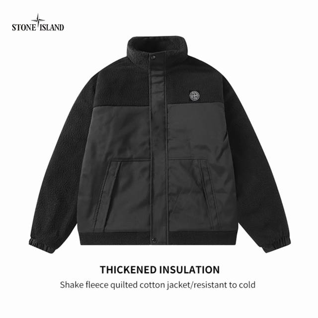 上新 ！！ ！！！ Stone Island石头岛 美式日版原宿街头风羊羔毛夹棉棉服宽松潮流棉衣外套 男女情侣款 网络红书微博爆款 众多网红上身超流行∽ 进口优