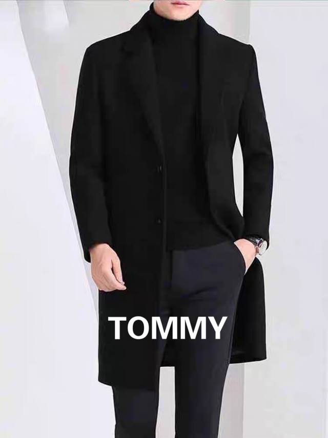 Tommy 汤米官方旗舰男士中长款英伦风韩版毛呢大衣男装呢子外套 火热！ 哈吉斯毛呢大衣！今年的皇冠狗最新款 专柜x猫都是刚刚铺货！吊牌价是4590！！！ 贵的