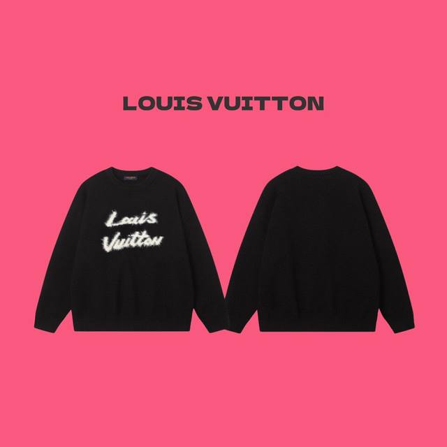 Louis Vuitton Lv 路易威登 25Ss 水貂毛字母 Logo 提花情侣圆领针织毛衣-顶级原单版本 Color：黑色 Size：S M L Numb