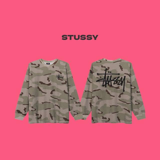 Stussy 斯图西 24Ss 限定款迷彩华夫格情侣长袖t恤-顶级复刻版本 Color：迷彩 Size：S M L Xl Number：240018 独家定制重