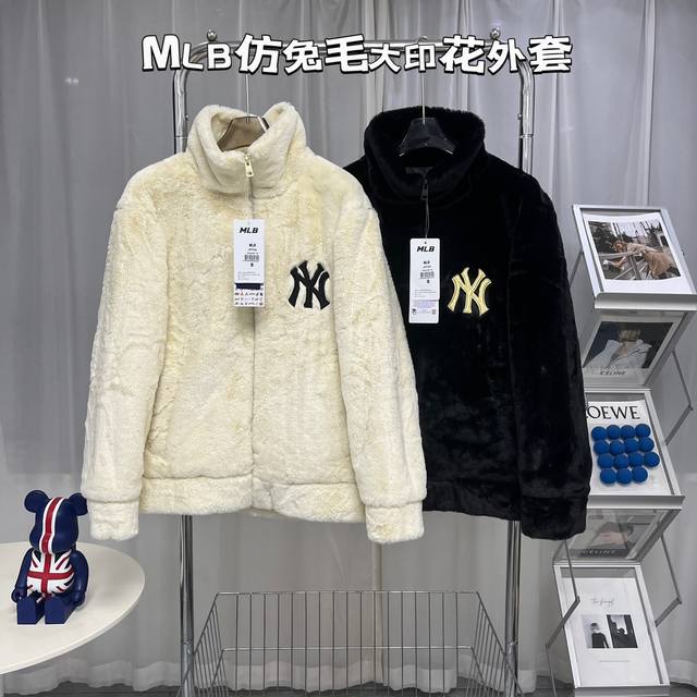 新款上新 Mlb Ny洋基队 24冬季新款ny字母大标男女同款加厚兔毛绒外套 必火的一款经典之作冬季必不可少的mlb羊羔毛外套 立领款式兼具潮感与保暖性的毛毛外