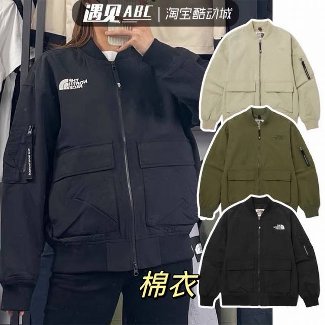 新款上新 Tnf北面万针刺绣logo棒球领男士保暖棉服肩标 The North Face 情侣款男女同款工装飞机服双 冬季情侣款男女同款男士01款棒球服 飞行夹