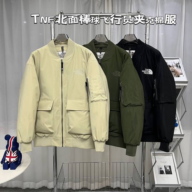 新款上新 Tnf北面万针刺绣logo棒球领男士保暖棉服肩标 The North Face 情侣款男女同款工装飞机服双 冬季情侣款男女同款男士01款棒球服 飞行夹