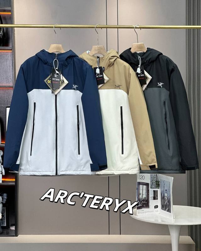 上新！！！ Arc'Teryx 始祖鸟冬季撞色户外连帽棉服外套 面料质感十足，防泼水透气，Gore-Tex Pro面料和柔软耐磨的n40P-X面料复合布，防风，