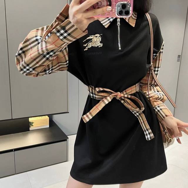 特价 Burberry 巴宝莉 经典格子polo衫连衣裙 太好看了吧 New New Burberr*拼接经典格子显瘦polo衫连衣裙~这个系列每个款都是超级火