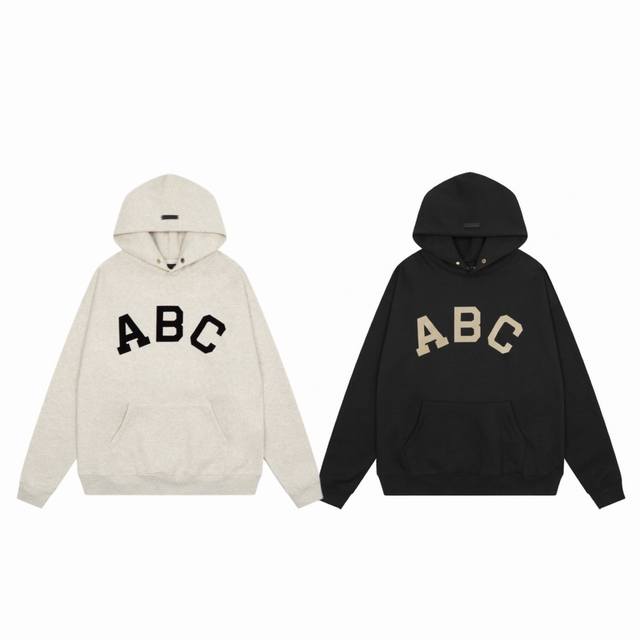 Fear Of God Fog 第七季主线 Abc 植绒字母 Logo 印花情侣连帽卫衣-代购品质 Color：黑色 浅花灰 Size： S 建议 80- M