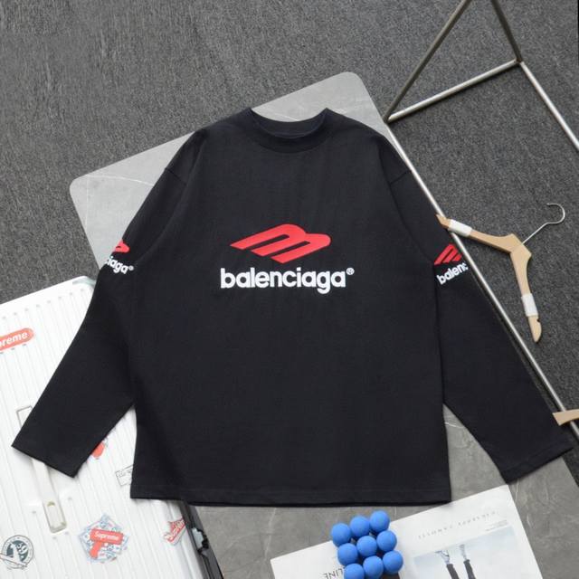 上新 顶级复刻 高端定制 - Balenciaga 巴黎世家新款m刺绣3M刺绣长袖卫衣t恤 - 颜色：黑色 白色 - 购入原版开模打造，全套定制辅料，细节决定成