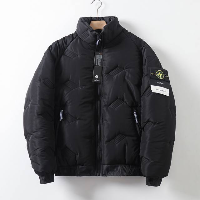 品控款 #Stone Island 石头岛 Fw24冬季新品 全身压皱刺绣立领加厚保暖经典徽章羽绒棉服棉衣棉袄外套 无性别款 -全身压皱刺绣绝对抓眼球 不会浮夸