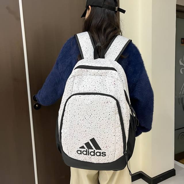 Adidas阿迪达斯 男女同款时尚百搭休闲双肩包户外大容量运动背包电脑包校园高中大学生书包 尺寸:48×30×17