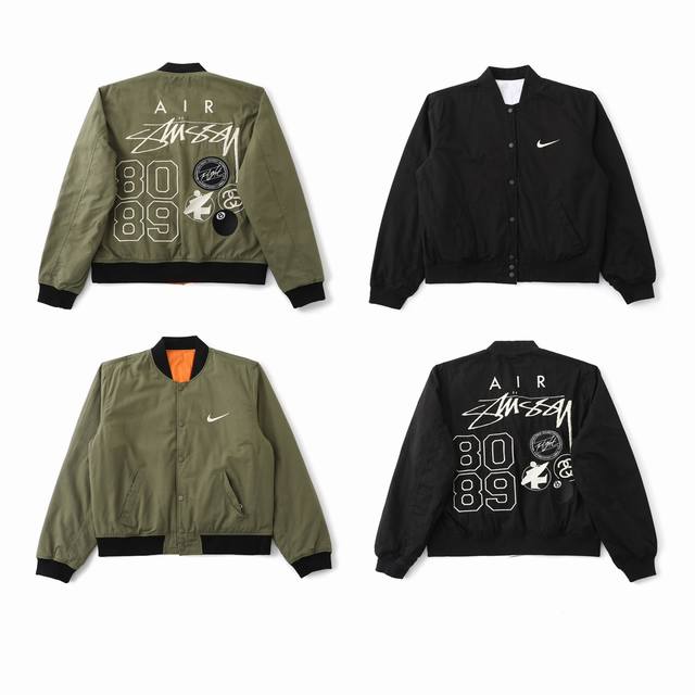 原版复刻 顶级版本 Stussy X Nike Fw斯图西耐克联名 双面穿夹克外套棉服 男女同款 爆火断货王，联名的最后的热度 这次联名最好看的就是这个夹克了，