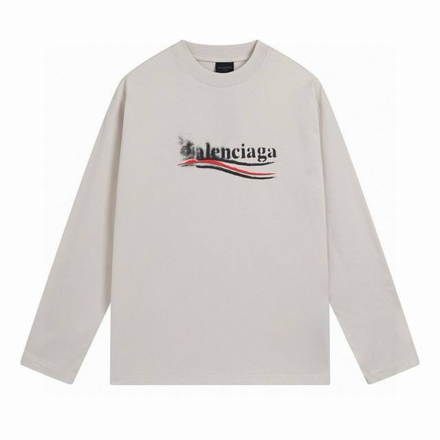 Balenciaga 巴黎世家2024 Ss 经典可乐海浪涂鸦印花长袖t恤 本市场no.1的质量 真正天花板品质 全部原版开发注意细节图 避免被盗图商家混发 正