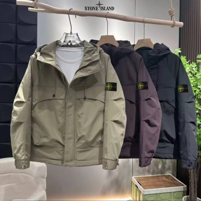 上新 ！！ ！！！ Stone Island石头岛 冬季高阶户外夹棉保暖潮牌机能连帽棉服外套 男女情侣款 网络线上 海内外人气爆款∽ 采用新颖独特健康呼吸面料