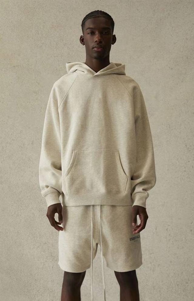 上新 “完美复刻 背面硅胶字母连帽 Fear Of God 复线 Essentials 第七季新款背后压胶字母插肩袖连帽卫衣 ” 顶级过验版本 Oversize