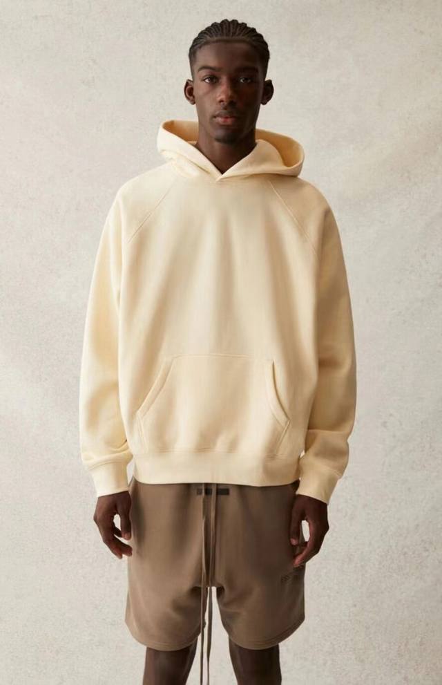 上新 “完美复刻 背面硅胶字母连帽 Fear Of God 复线 Essentials 第七季新款背后压胶字母插肩袖连帽卫衣 ” 顶级过验版本 Oversize