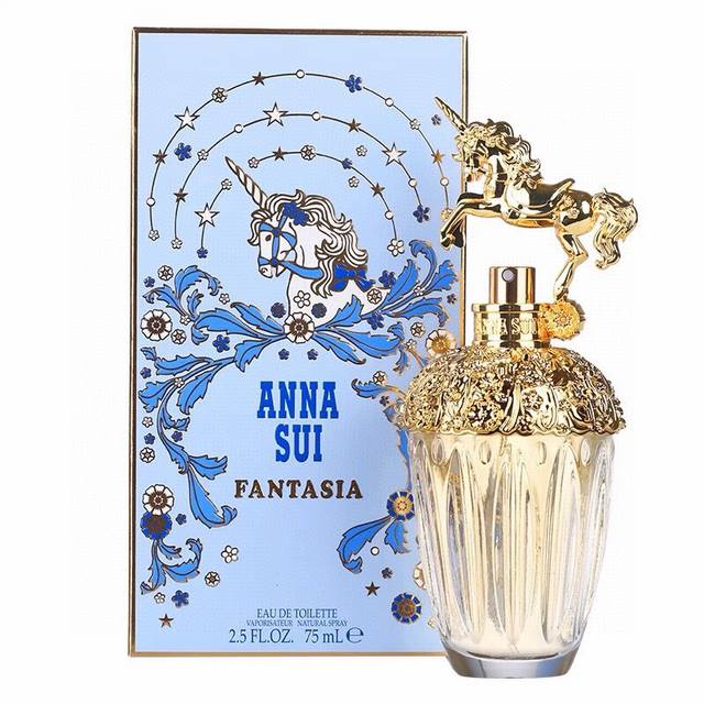 Anna Sui 安娜苏 筑梦天马独角兽女士淡香水eat 75Ml，安娜苏独角兽香水，甜甜的少女香水味，有谁不爱，花果木质香调，梦幻甜美。贵气的瓶身配上金色独角