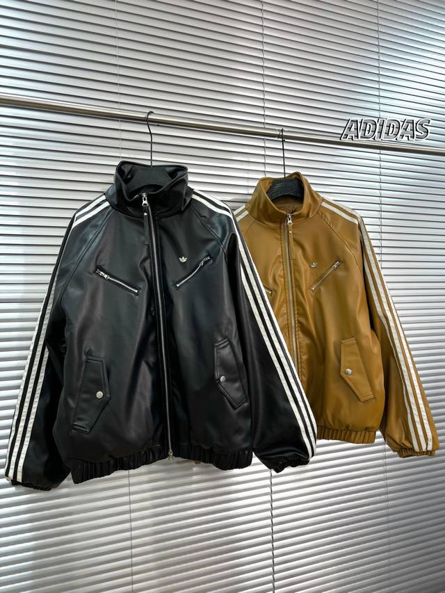 Ootd街头风日常穿搭｜迪子宝藏内里夹棉皮衣 Adidas Originals Fw24 Sport Pul Jacket 立领工装纯色休闲夹克 阿迪皮衣 内里