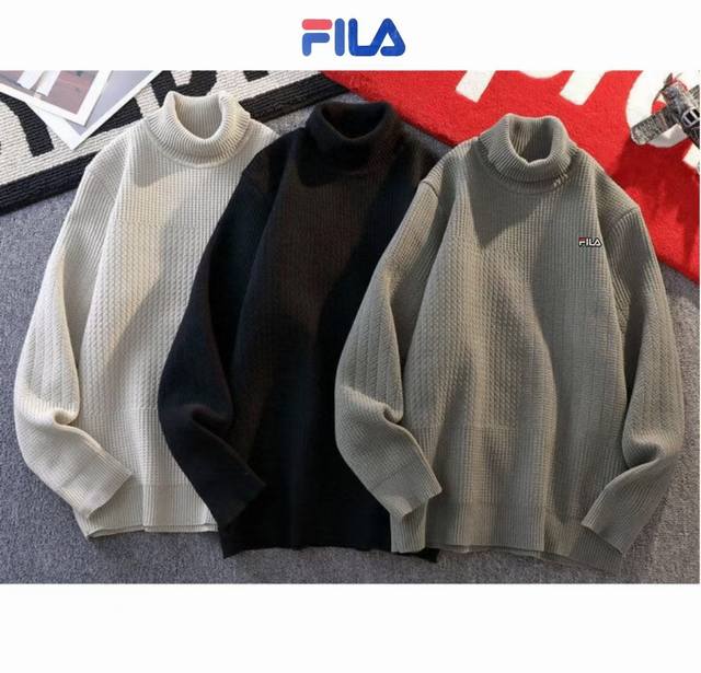 上新 ！！ ！！！ Fila 斐乐 高品质高领一体绒套头毛衣潮流针织衫外套 男女情侣款 原单进口面料 超人气单品 面料厚重民族风个性设计 帅气十足 不管你是什么