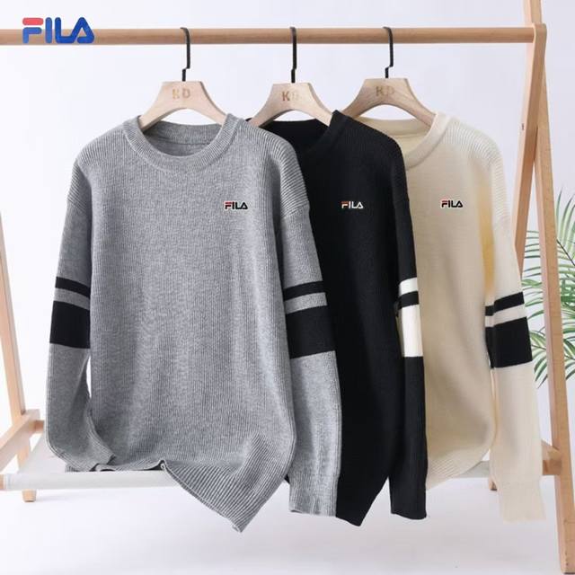 上新 ！！ ！！！ Fila 斐乐 秋冬季新品ins港版民族风色织个性提花圆领套头衫毛衣潮流毛衫外套 男女情侣款 原单进口面料 超人气单品 面料厚重民族风个性设