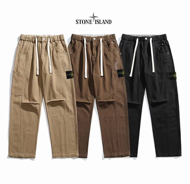 上新 ！！ ！！！ Stone Island石头岛 高品质 美式户外高街纯棉重磅水洗宽松多口袋工装机能束脚潮裤 高街达人超级爆款 海内外人气爆款∽ 采用国标舒适