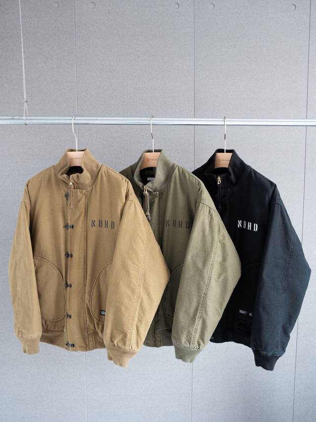 顶级日系 复古棉服 Neighborhood Nbhd 甲板服 Deck Jacket复古做旧水洗内胆夹克外套海军甲板夹克外套 男女通穿 - 颜色： 黑色 卡其