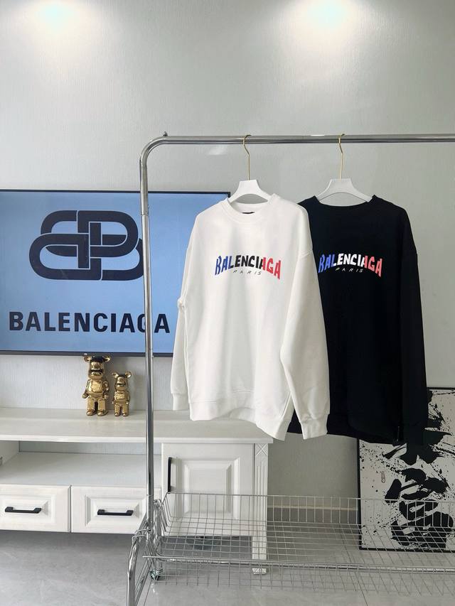 供 Balenciaga 巴黎世家 彩色字母 印花圆领加绒卫衣 男女同款 Size：S-Xl Color：黑色、白色 Number：1468108 原版定制10