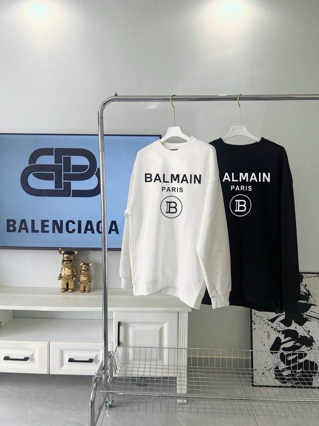 供 Balenciaga 巴黎世家 字母b 印花圆领加绒卫衣 男女同款 Size：S-Xl Color：黑色、白色 Number：1468113 原版定制100