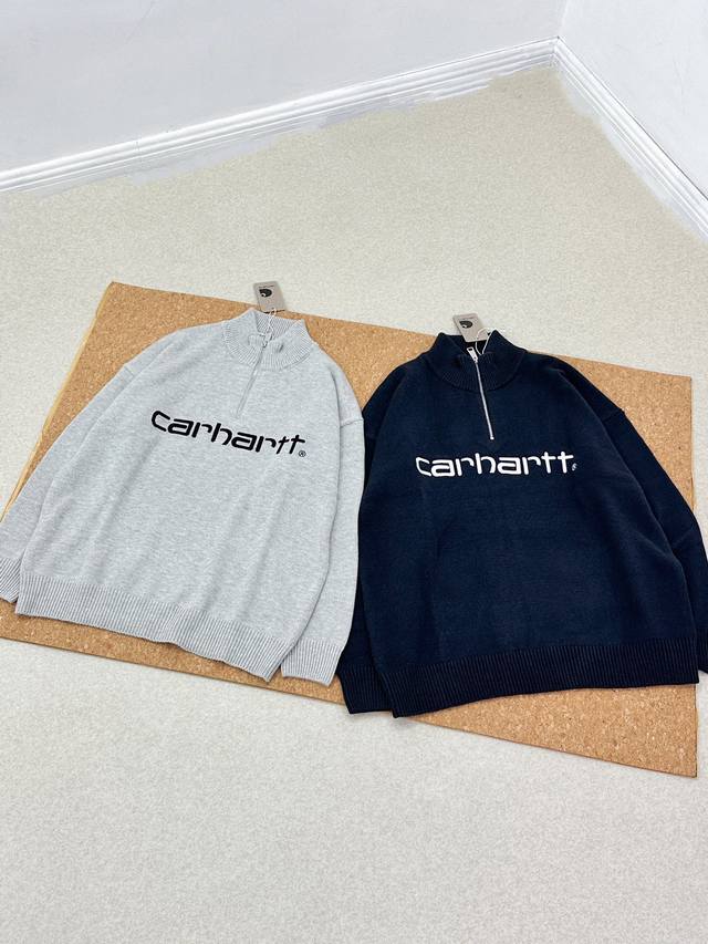 Carhartt Wip 卡哈特 经典wip 阔版 半拉链立领针织衫 Zp一致对版用料 定染 专柜同步在售 情侣款 男女均可驾驭 整衣纯手工套口工艺 区别市面车