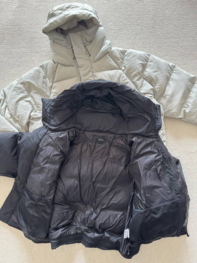 原单 Rotol Eskimo Hood Down Jacket 保暖连帽抽绳机能羽绒服 90%鸭绒 蓬松度800 柔软轻盈 轻便保暖 防风性能优异 黑色 米白