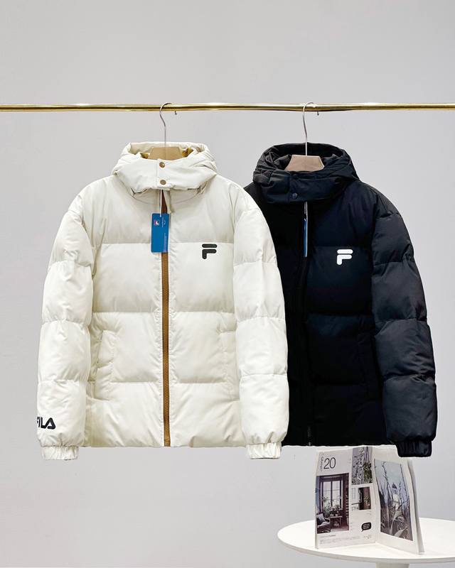 Fila Fusion斐乐潮牌情侣款加厚羽绒棉服2024冬季新款时尚宽松连帽上衣，帽子可拆卸，不用犹豫，难得一遇的款！速度秒！ 上海贸易公司订单，出口韩国的尾单