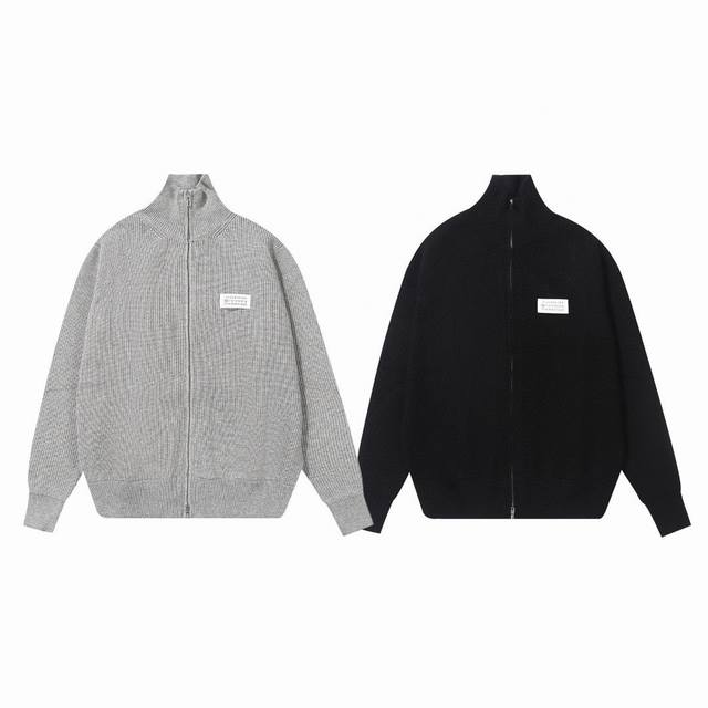 Maison Margiela Mm6 马吉拉马六 24Ss 主唛小标极致简约标识双向拉链立领开衫毛衣外套-顶级原版 Color：黑色 灰色 Size：S M